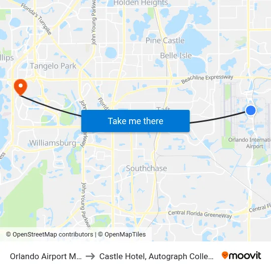 Orlando Airport MCO to Castle Hotel, Autograph Collection map