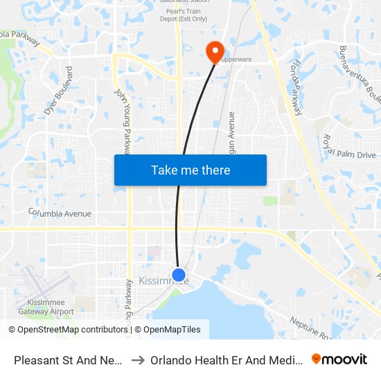 Pleasant  St And Neptune  Rd to Orlando Health Er And Medical Pavilion map