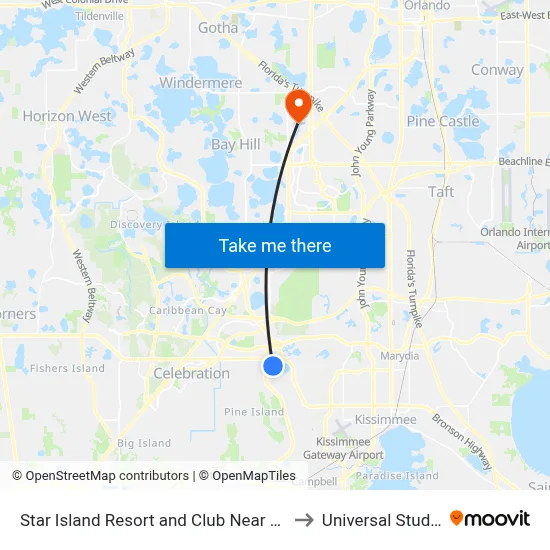 Star Island Resort and Club Near Disney Kissimmee to Universal Studios Store map