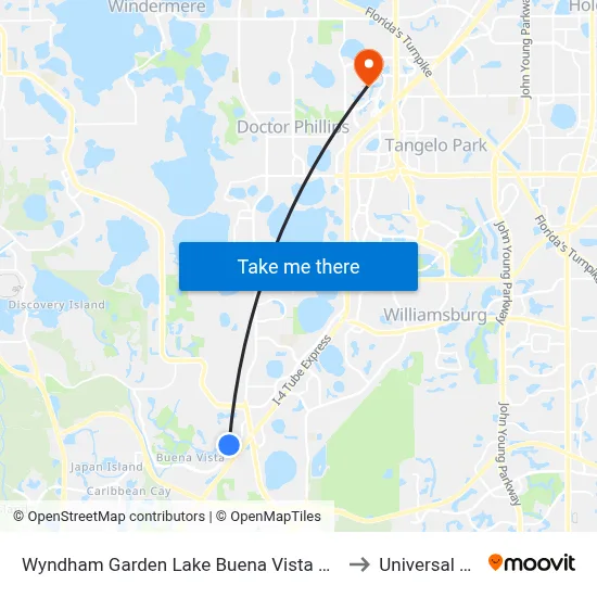 Wyndham Garden Lake Buena Vista Disney Springs® Resort Area Orlando to Universal Studios Store map