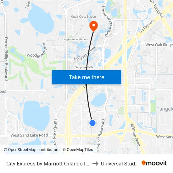 City Express by Marriott Orlando International Drive to Universal Studios Store map