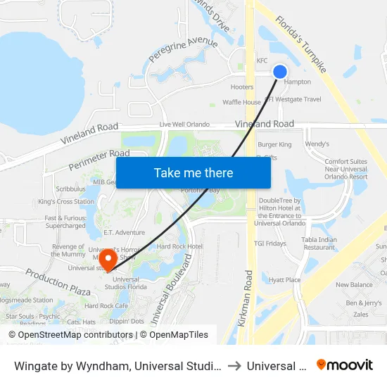 Wingate by Wyndham, Universal Studios - Free Theme Park Shuttle, Orlando to Universal Studios Store map