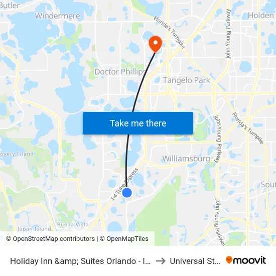 Holiday Inn &amp; Suites Orlando - I-Drive - Theme Parks by IHG to Universal Studios Store map