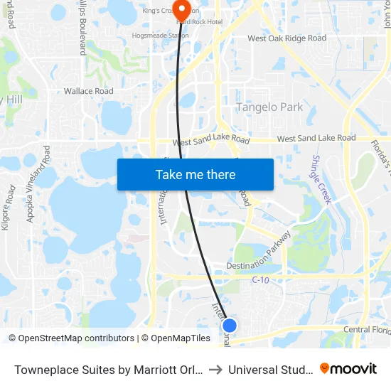 Towneplace Suites by Marriott Orlando at Seaworld to Universal Studios Store map