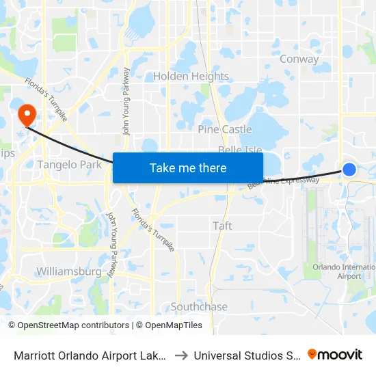 Marriott Orlando Airport Lakeside to Universal Studios Store map