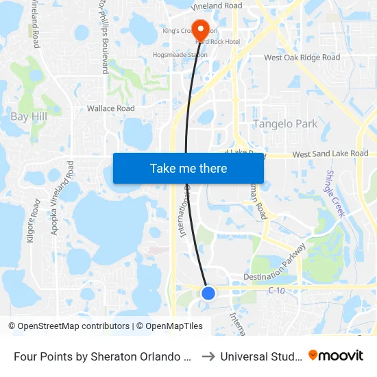 Four Points by Sheraton Orlando Convention Center to Universal Studios Store map
