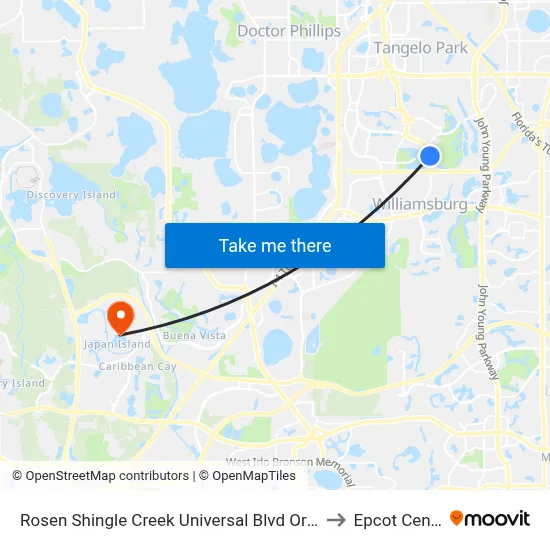 Rosen Shingle Creek Universal Blvd Orlando to Epcot Center map