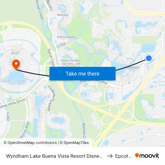Wyndham Lake Buena Vista Resort Disney Springs® Resort Area Orlando to Epcot Center map