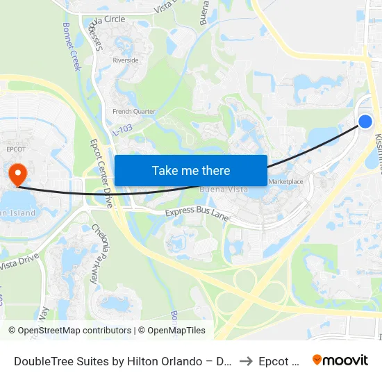 DoubleTree Suites by Hilton Orlando – Disney Springs Area to Epcot Center map