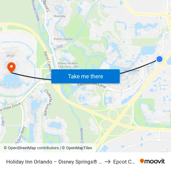 Holiday Inn Orlando – Disney Springs® Area by IHG to Epcot Center map