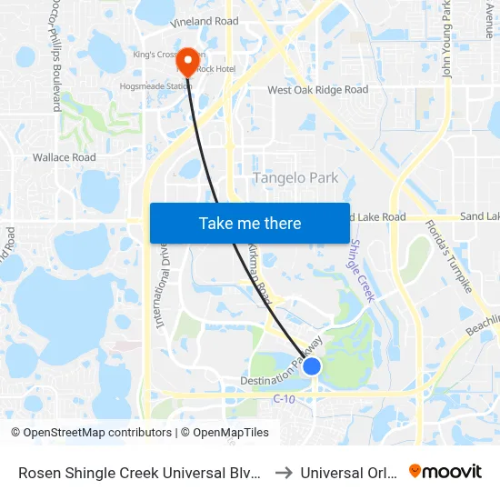 Rosen Shingle Creek Universal Blvd Orlando to Universal Orlando map