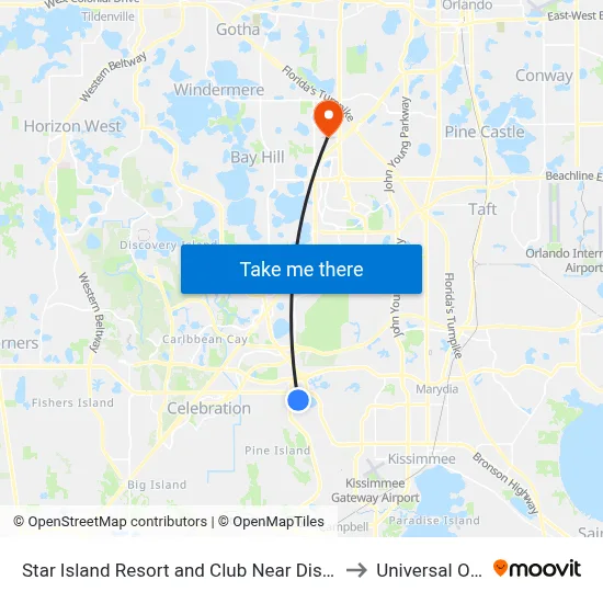 Star Island Resort and Club Near Disney Kissimmee to Universal Orlando map