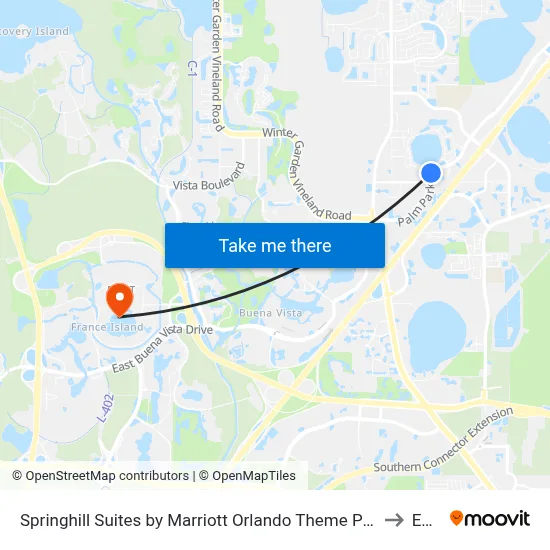 Springhill Suites by Marriott Orlando Theme Parks Lake Buena Vista to Epcot map