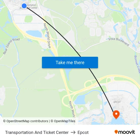 Transportation And Ticket Center to Epcot map