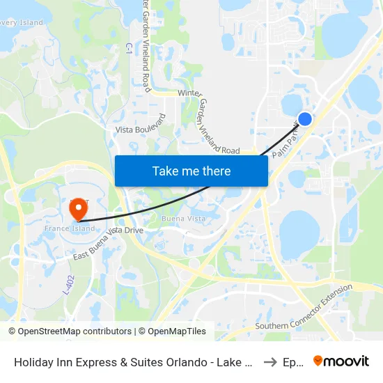 Holiday Inn Express & Suites Orlando - Lake Buena Vista to Epcot map