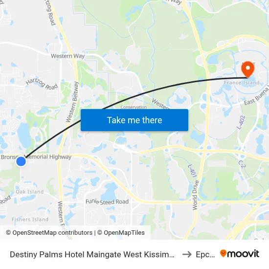 Destiny Palms Hotel Maingate West Kissimmee to Epcot map