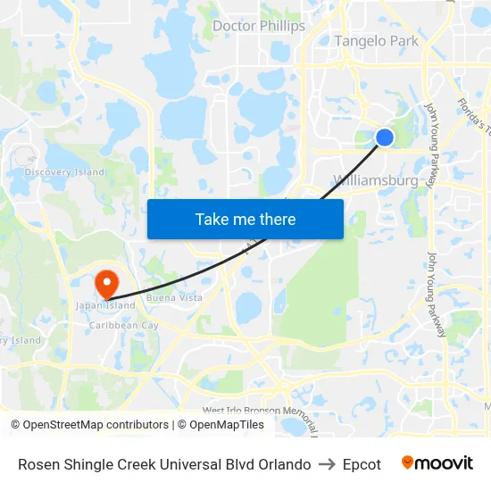Rosen Shingle Creek Universal Blvd Orlando to Epcot map