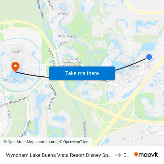 Wyndham Lake Buena Vista Resort Disney Springs® Resort Area Orlando to Epcot map