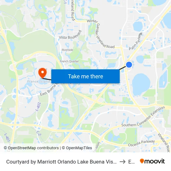 Courtyard by Marriott Orlando Lake Buena Vista in the Marriott Village to Epcot map