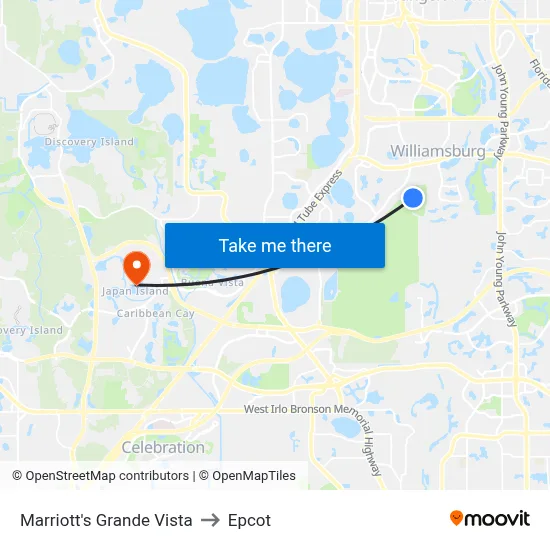 Marriott's Grande Vista to Epcot map