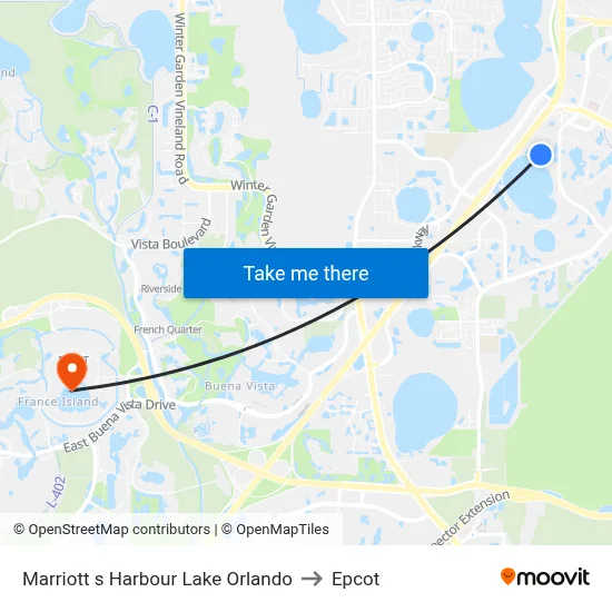 Marriott s Harbour Lake Orlando to Epcot map