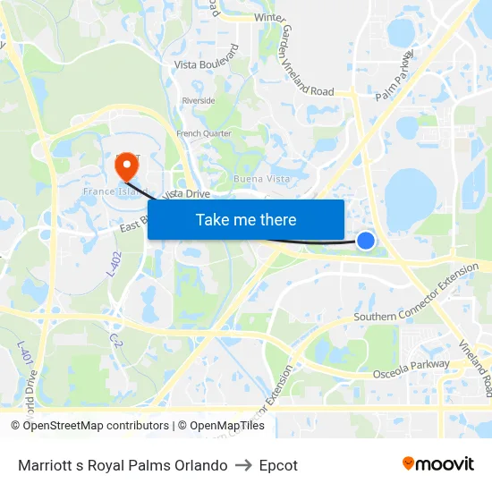 Marriott s Royal Palms Orlando to Epcot map