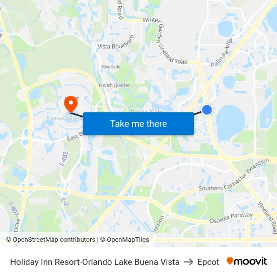 Holiday Inn Resort-Orlando Lake Buena Vista to Epcot map