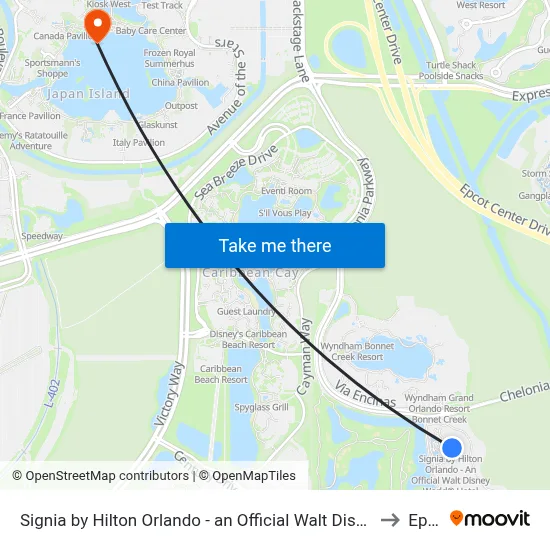 Signia by Hilton Orlando - an Official Walt Disney World Hotel to Epcot map