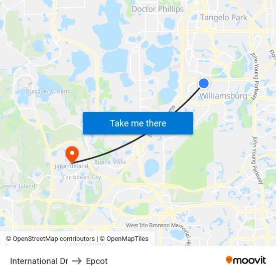 International Dr to Epcot map