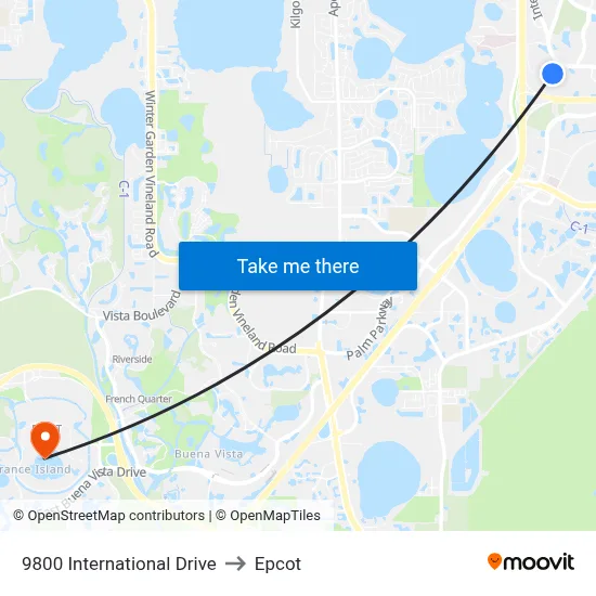 9800 International Drive to Epcot map