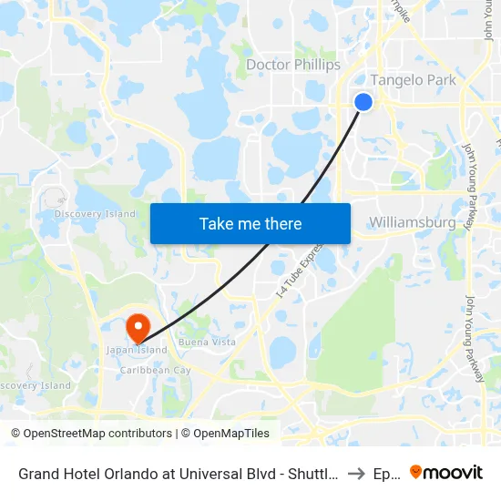 Grand Hotel Orlando at Universal Blvd - Shuttle to Theme Parks to Epcot map