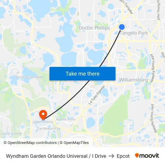 Wyndham Garden Orlando Universal / I Drive to Epcot map