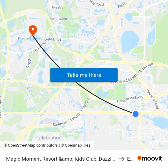 Magic Moment Resort &amp; Kids Club, Dazzler Select by Wyndham, Kissimmee to Epcot map
