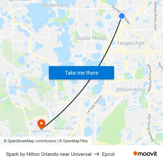 Spark by Hilton Orlando near Universal to Epcot map