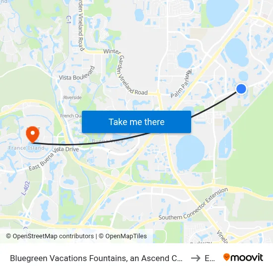 Bluegreen Vacations Fountains, an Ascend Collection Resort, Orlando to Epcot map