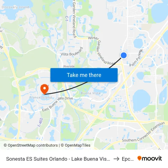 Sonesta ES Suites Orlando - Lake Buena Vista to Epcot map