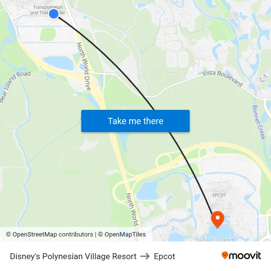 Disney's Polynesian Village Resort to Epcot map