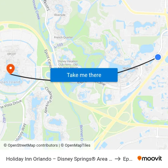 Holiday Inn Orlando – Disney Springs® Area by IHG to Epcot map