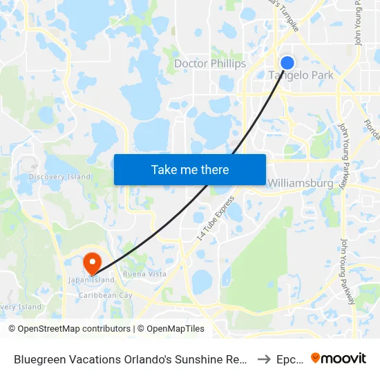 Bluegreen Vacations Orlando's Sunshine Resort to Epcot map