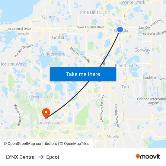 LYNX Central to Epcot map