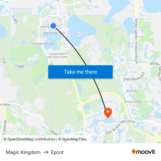 Magic Kingdom to Epcot map