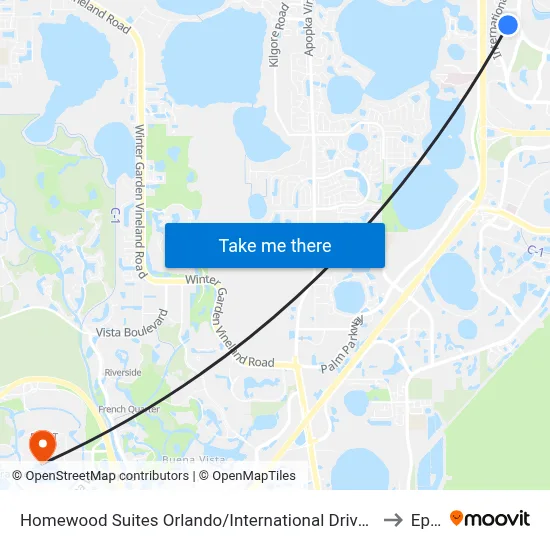 Homewood Suites Orlando/International Drive/Convention Center to Epcot map