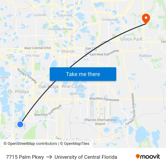 7715 Palm Pkwy to University of Central Florida map