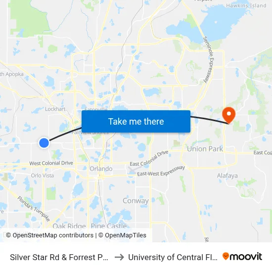 Silver Star Rd & Forrest Park Dr to University of Central Florida map