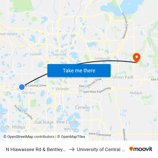 N Hiawassee Rd & Bentley Pl Way to University of Central Florida map