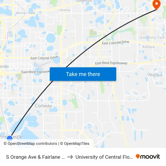 S Orange Ave & Fairlane Ave to University of Central Florida map