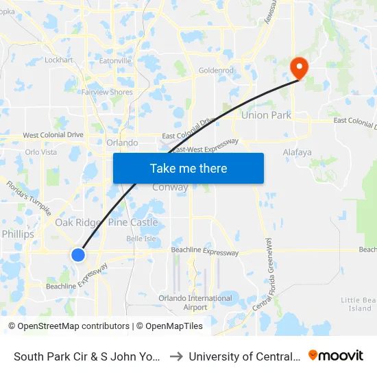 South Park Cir & S John Young Pkwy to University of Central Florida map
