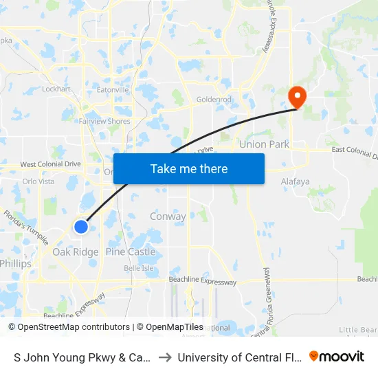 S John Young Pkwy & Cathy St to University of Central Florida map