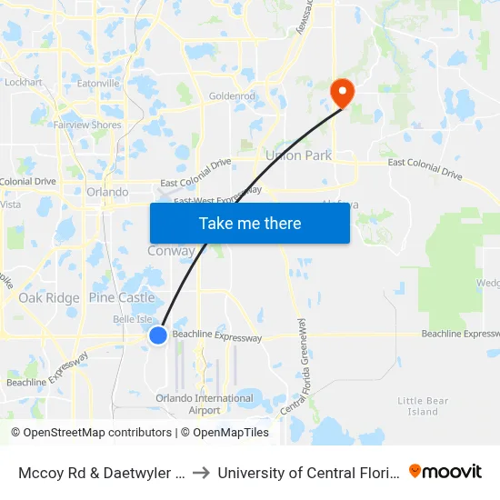 Mccoy Rd & Daetwyler Dr to University of Central Florida map