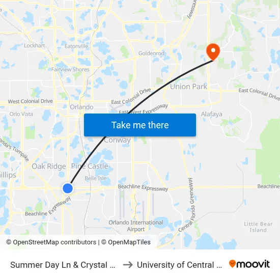 Summer Day Ln & Crystal Clear Ln to University of Central Florida map